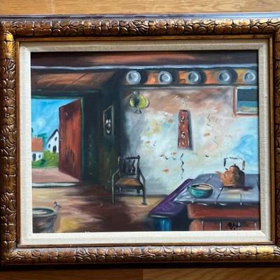 Signed Oil on Canvas Interior View