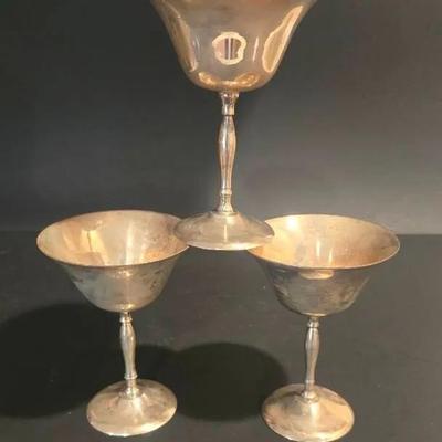 Vintage Silver-Plated Goblets (8) Made In India