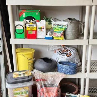 Smaller Garden & Yard Supplies, Chemicals, Planters & More (Shelf Included)