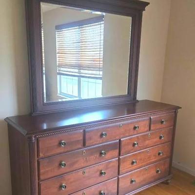 Nine Drawer Dresser And Mirror By Durham Furniture Co.
