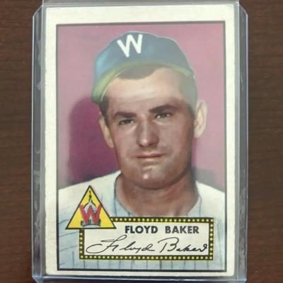 1952 Topps Baseball Card.  Floyd Baker - Washington Senators. Card #292