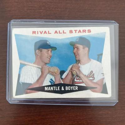 1960 Topps Baseball Card. Mickey Mantle & Ken Boyer. Rival All Stars. Card #160