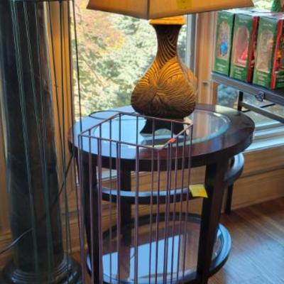 Sale Photo Thumbnail #29: Metal Baskets, Table Lamp, and Side Table