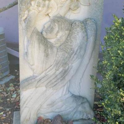 Sale Photo Thumbnail #462: Indiana Limestone - "Lifted by an Angel" Birchstone Studio, Egg Harbor 
