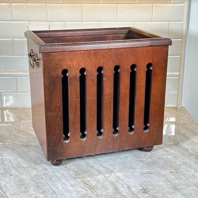 Cooper Classics Wood Magazine Stand | By Cooper Classics. Stand has two sections, balled feet and brass handles. Dimensions: h. 14 x w....