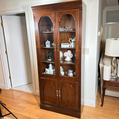 Drexel Heritage Cherry Display Cabinet | Lower cabinet includes 2 shelves. Dimensions: h. 79 in
