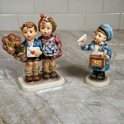 (2pc) Mail Hummel Figurines | Dimensions: h. 6.5 in (tallest)
