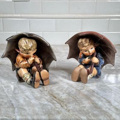 (2pc) Umbrella Hummel Figurines | Dimensions: h. 5 in
