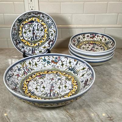 (6pc) Pasta Bowl Set, Hand Painted In Portugal For Williams And Sonoma | Includes large serving bowl with 5 oversized bowls. Hand-painted...