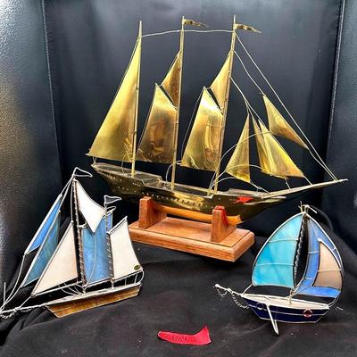 AZ684J Sir Winston Churchill Brass Schooner & Sail Boats