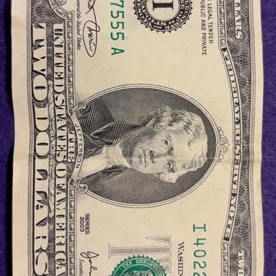 AZ010J Series 2003 Two Dollars Bill