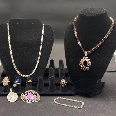 AZ199J Garnet Necklace And Ring