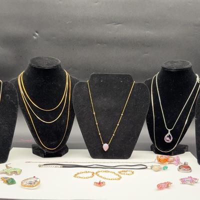 AZ161J Gold and Silver Tone Necklaces with Pendants 