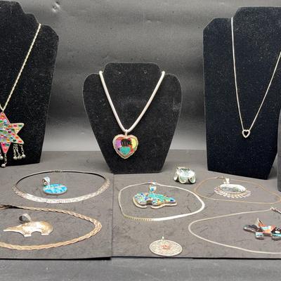 AZ175J Turquoise Coral Pendant and Sterling Pendants 