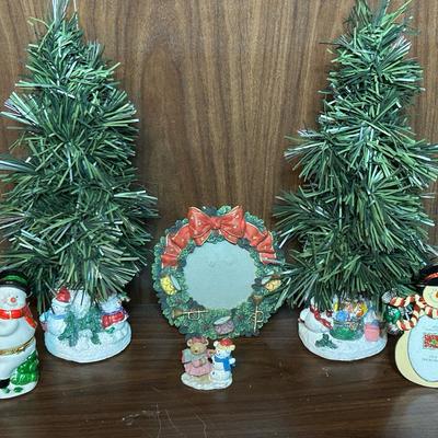 AZ121J Christmas Trees Snowman Trinket Picture Frames