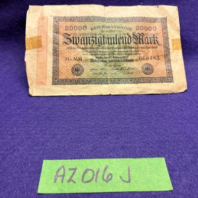 AZ016J Germany 20000 REICHSBANKNOTE 1923 Mark 