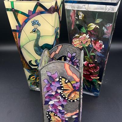 AZ629J Amia Stained Glass Vases