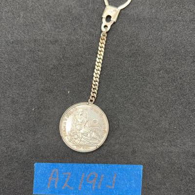 AZ191J 1934 Peruvian Silver Coin on a Chain 