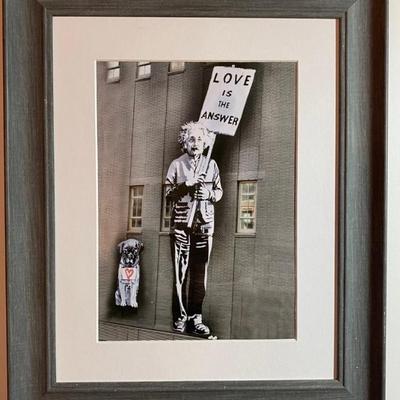 Print Of Einstein Holding A Peace Sign Of Love Is The Answer