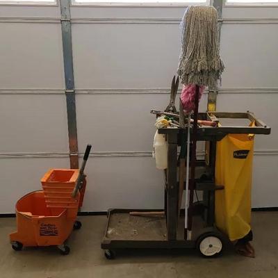 Cleaning Cart And Mop Bucket