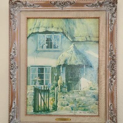 Signed Marty Bell 792/909 Sweetheart Thatch Print On Canvas