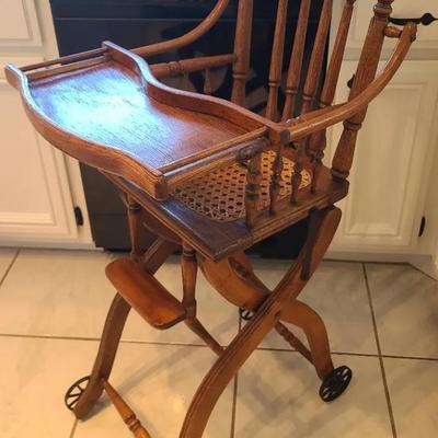 Wooden Vintage High Chair