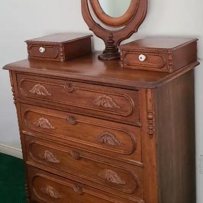 Dramatic Dresser With Mirror And Handsome Handcrafted Details 