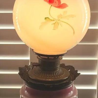 Handpainted Globe Lamp with Floral Motif