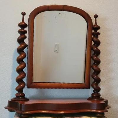 Lovely Looking Glass - Vintage Vanity Topper With Spectacular Spindles 