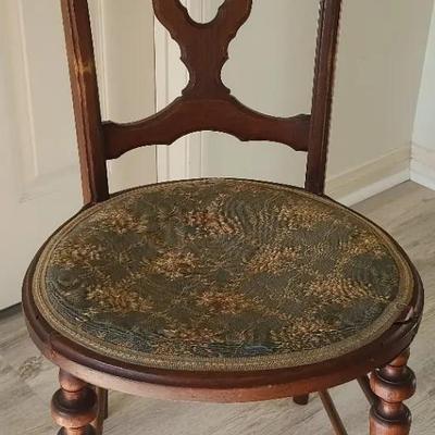Sit Happens! Elegant Wood Chair With Floral Upholstery