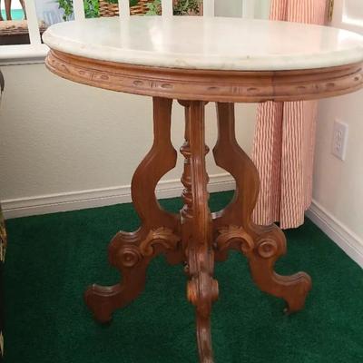 Oval Marble Top Accent Table
