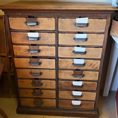 Antique Wooden File Cabinet