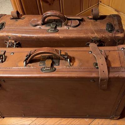 2 antique Leather Suitcases