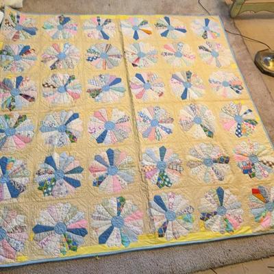 Antique Handsewn Daisy Flour Quilt