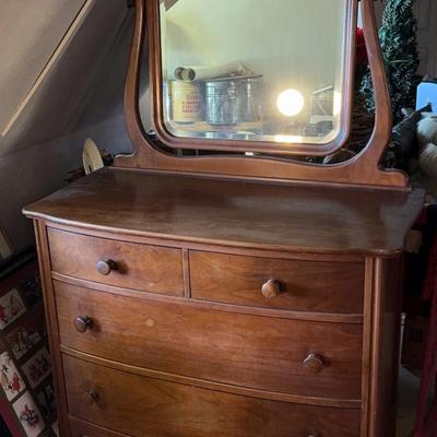 Antique Wooden Dresser With Mirror