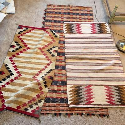 3 vintage Hand Woven Rugs