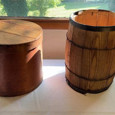 Small Wooden Barrel & Wood Cheese Box