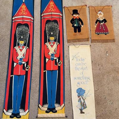 5 Vintage Cloth Art Pieces