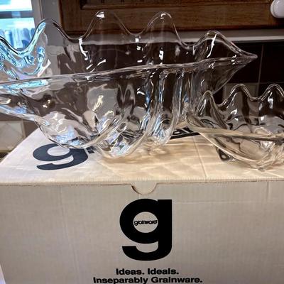 "Inseparably" Grainware Seashell Chip & Dip Serving Bowls