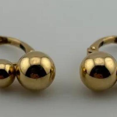 14k Yellow Gold Ball Dangle Earrings M