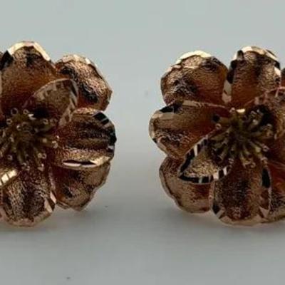 18k Rose Gold Floral Earrings