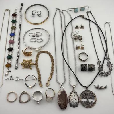 Large Assortment of Sterling Silver Jewelry