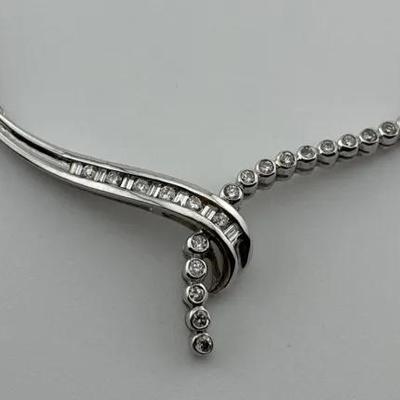14k White Gold Diamond Necklace