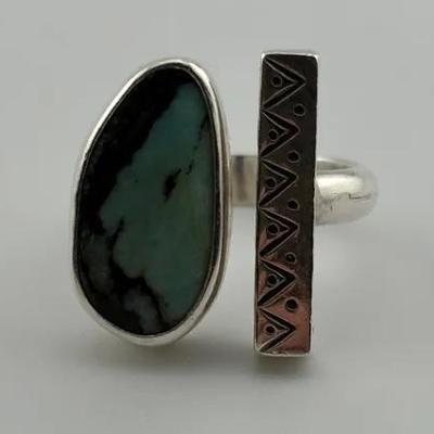 Marvin Slim - Sterling Silver Southwestern Modernist Turquoise Ring