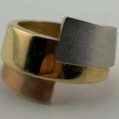 14k Tri-Tone Modernist Ring