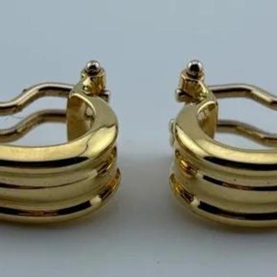 18k Yellow Gold Ribbed Earrings