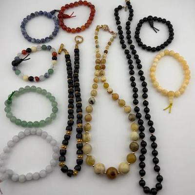Assortment of Beaded  Necklace: Lapis Lazuli, Carnelian, Jadiete & More