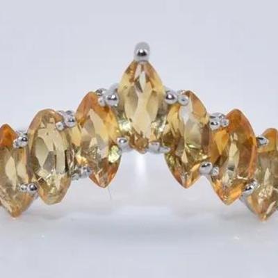 Natural Unheated Marquis Citrine Sterling Silver Ring - VVS to IF