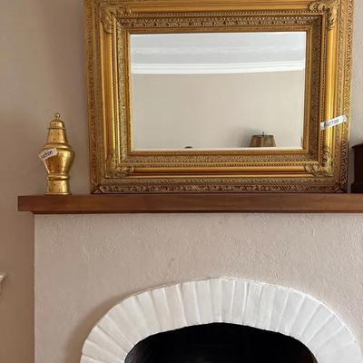 Antique Limoges Had Painted Gold Flor De Lis, Antique Wall Mirror