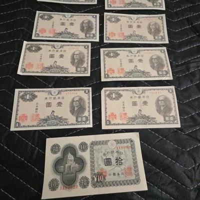 8 1 Yen Bills And 1 10 Yen Bill 1946